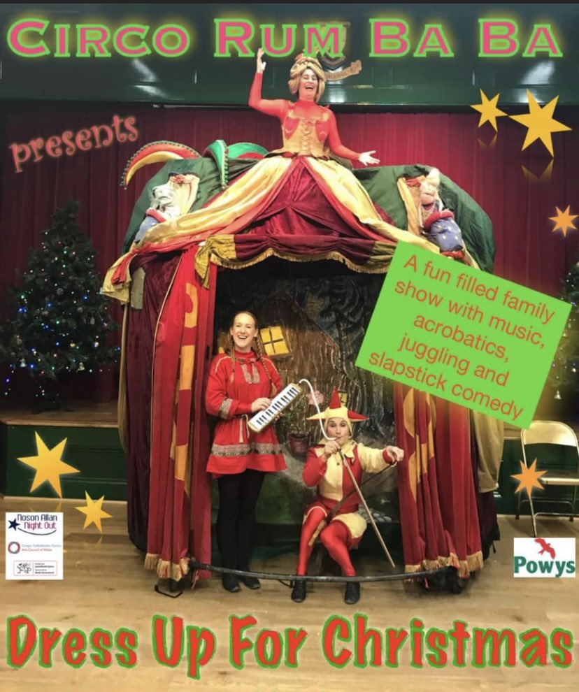 We will be performing our family Christmas show all over wonderful Wales this week. Message us for details. Thanks to @NOutNAllan #ArtsWales #RuralTouring Nadolig Llawen!