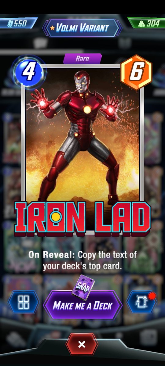 Buy one get one vibes. Bought #IronLad & then got shop featured #MarvelRogue from collector caches, nice! #MarvelSnap