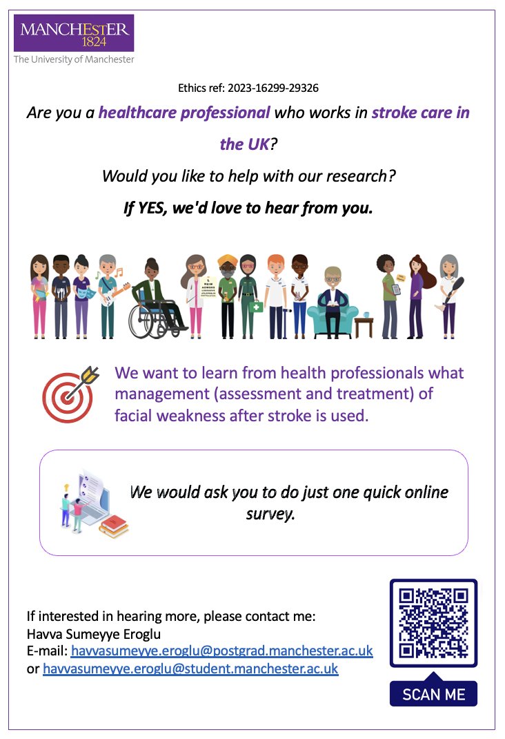 ⭐️Huge thanks to those who participated in our online survey 😍

We're still looking for healthcare professionals who work in stroke care in the UK to complete our survey 👀👀

Closing soon 📣📣

Please take part (it’s a quick one!) and RT if you can!

qualtrics.manchester.ac.uk/jfe/form/SV_e9…