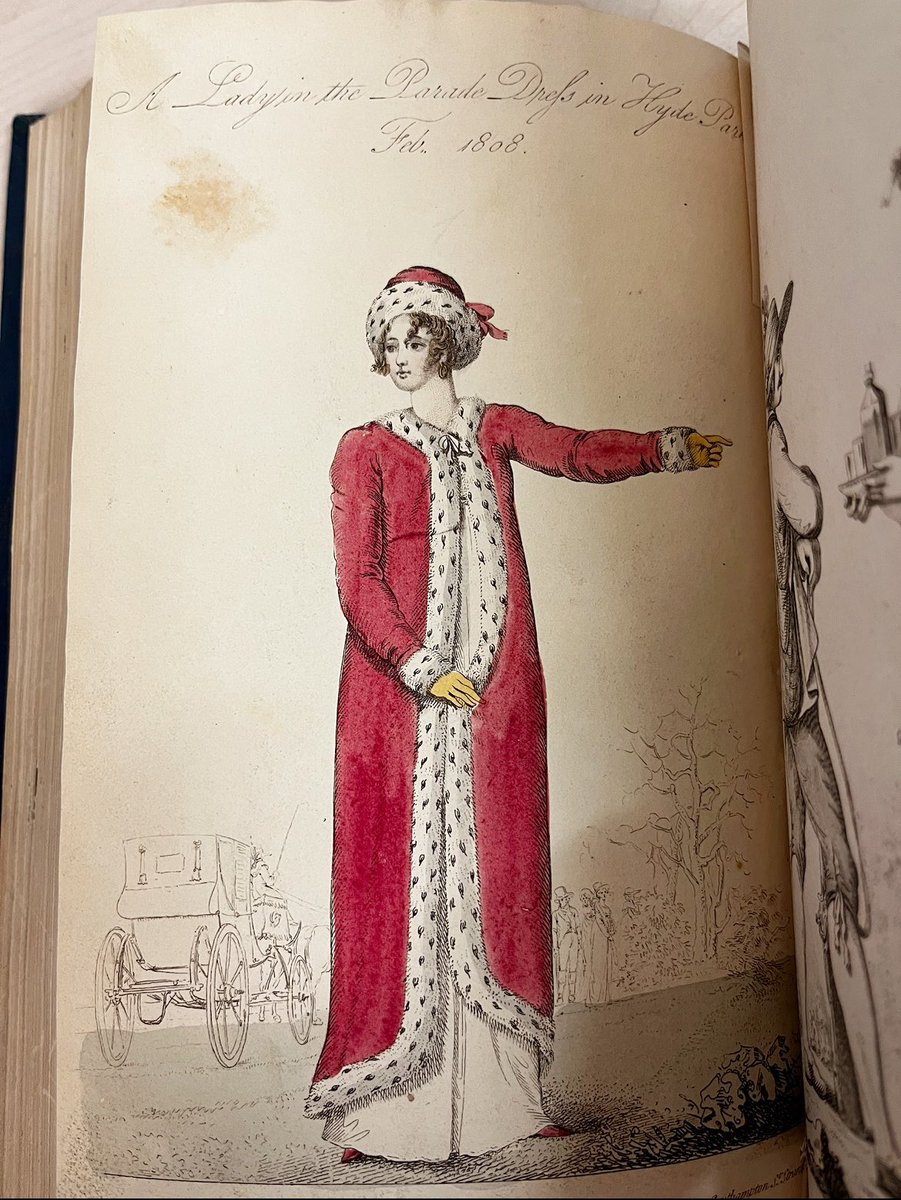 Today’s theme for  #ArchiveAdventCalendar is #FestiveClothes and we found this lady in La Belle assemblee, 1808, in a luxurious fur trimmed red coat and hat set that reminds us of a certain bearded gentleman’s outfit 🎅