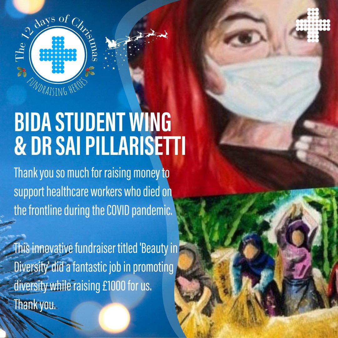 On the seventh day of Christmas, we are thanking @BIDAStudentWing & Dr Sai Pillarisetti for their support! #fundraising #charity #students #christmas #support #healthcareworkers #community