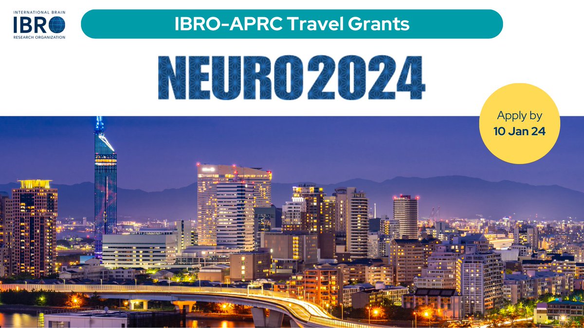 Are you attending the #NEURO2024 in Fukuoka, Japan next year? 🇯🇵 Check out the IBRO-APRC travel grants for early career scientists! Apply here: ow.ly/qoQT50Qj7Tg @jnsorg @cheahpikesee @JQIpLab @DrLinOng @MounaMaroun