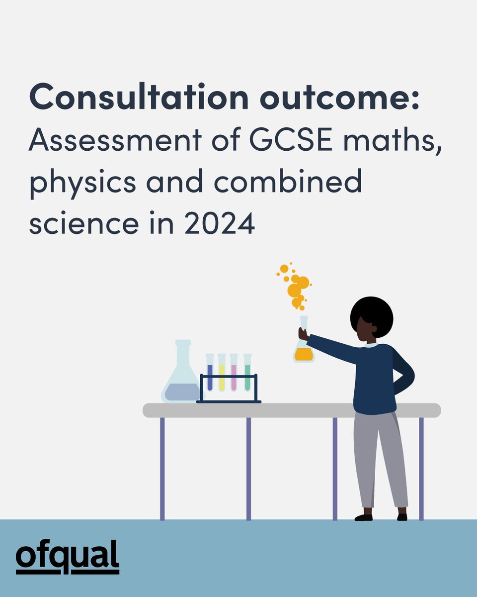 Students taking GCSE maths, physics, and combined science exams in 2024 will be provided with formulae and revised equation sheets.  Find out more in Ofqual’s consultation outcome: gov.uk/government/con… @educationgovuk @eduqas @AQA @PearsonEdexcel @OCR_Maths @OCR_Science