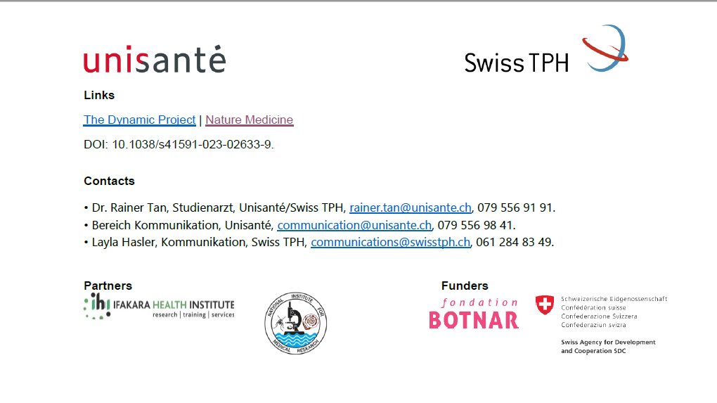 Swiss Development and Cooperation (@swissdevcoop) on Twitter photo A 🇨🇭-🇹🇿 innovation published in <a href="/NatureMedicine/">Nature Medicine</a>! The SDC-funded DYNAMICS project launched by <a href="/UnisanteVD/">Unisanté (compte inactif)</a> combats antibiotic over-prescription through the ePOCT+ algorithm. It has allowed prescriptions to drop⬇️ from 70% to 23% of children from 0 to 14.
👉 tinyurl.com/mr2pxu9p A 🇨🇭-🇹🇿 innovation published in <a href="/NatureMedicine/">Nature Medicine</a>! The SDC-funded DYNAMICS project launched by <a href="/UnisanteVD/">Unisanté (compte inactif)</a> combats antibiotic over-prescription through the ePOCT+ algorithm. It has allowed prescriptions to drop⬇️ from 70% to 23% of children from 0 to 14.
👉 tinyurl.com/mr2pxu9p