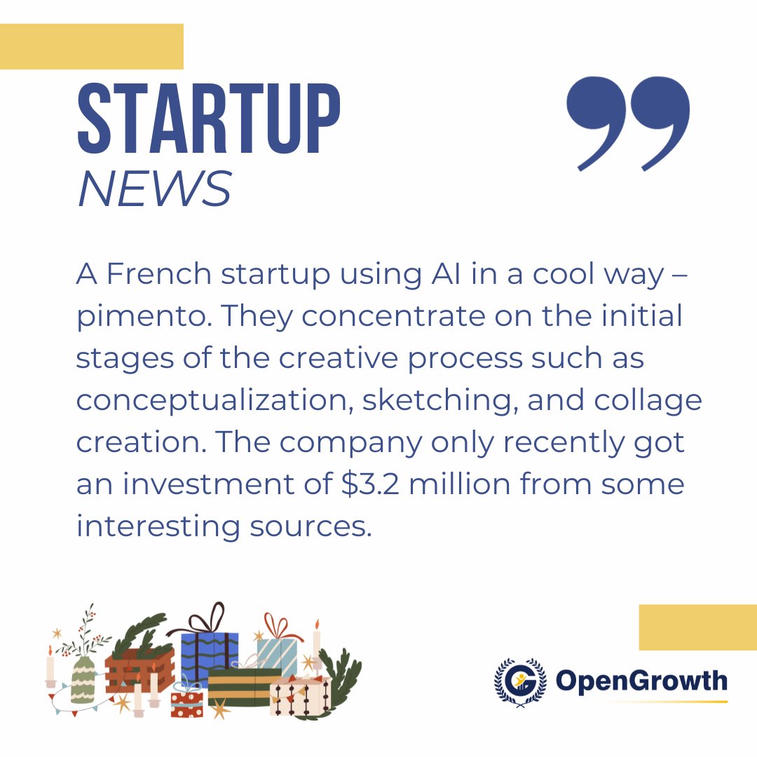 🚀 Elevating creativity with a touch of French flair! 🎨

#PimentoInnovation #AIinArt #CreativeRevolution
#PimentoInnovation #AIinArt #CreativeRevolution #TechStartup #ArtificialIntelligence #CreativeProcess #InnovationFunding #opengrowth