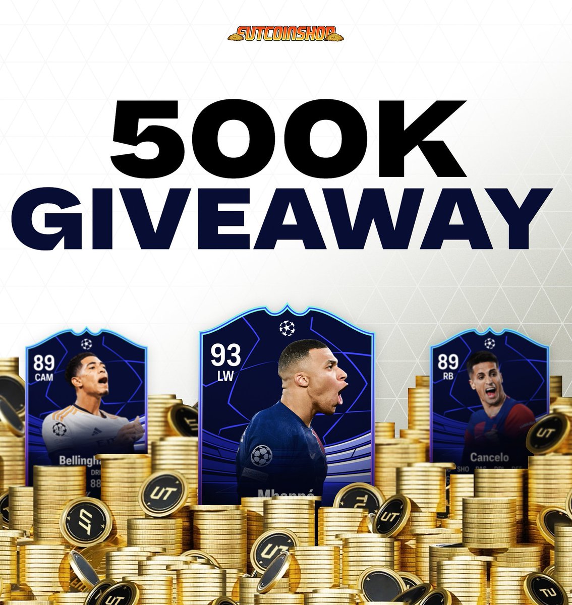 FUTCoinShop's tweet photo. 🚨 500K COINS GIVEAWAY 🫡

Follow us &amp; @FutPoliceLeaks ✅

RT this tweet 🔁

Winner announced soon! #FC24 https://t.co/zP69MNCKH5