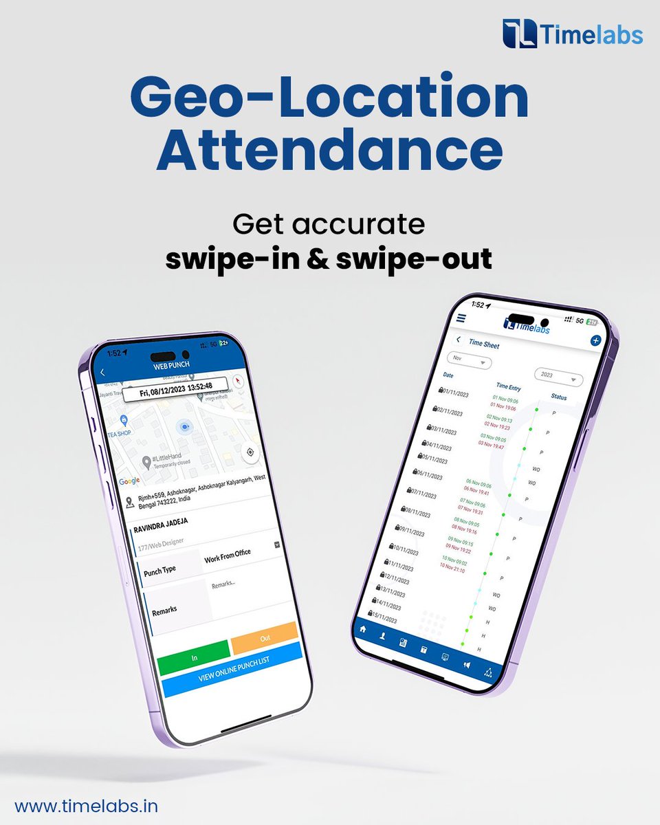 Take Control of Attendance: HRMS with Automated Geo-Location Capturing. Modern Approach to Workforce Management with #Timelabs 
.
Visit- zurl.co/Tlap
Follow Us
.
#attendanceapp #automated #automatedhrms #hr #attendance #companydevelopment #hrsystem