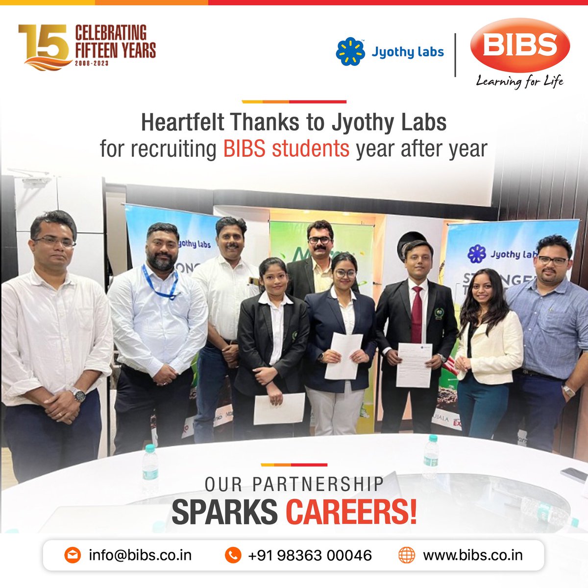 We deeply appreciate Jyothy Labs's consistent support in shaping our students’ careers. Your leadership has fostered numerous success stories, empowering our students to excel and contribute significantly to the business world.
#Jyothylabs #bibs #bibskolkata #bibsmba #placements