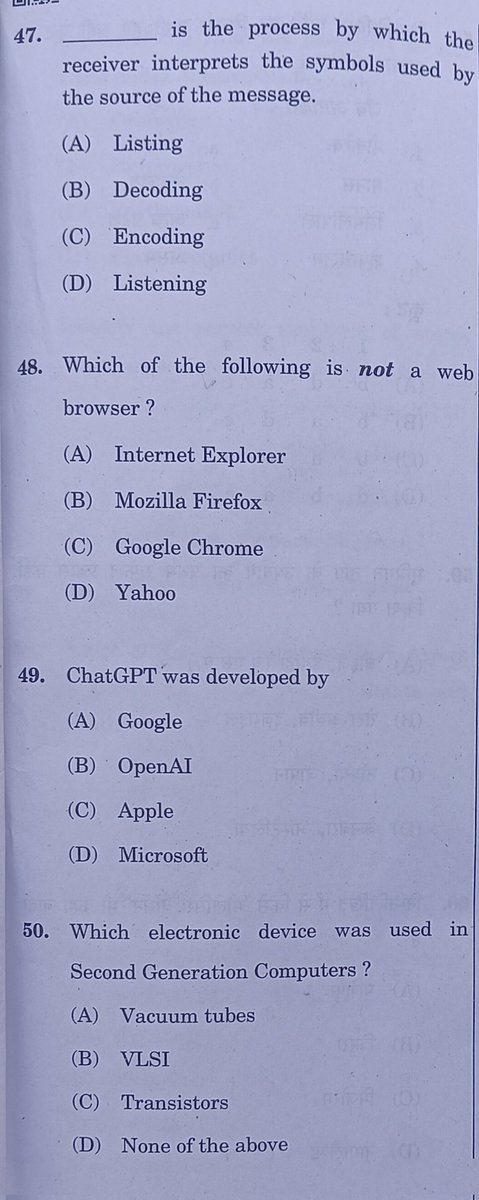 CSExamination's tweet image. MPPSC Exam - 2023

Topic : Science and Technology 

Q47: Communication
Q48: Web Browser
Q49: ChatGPT
Q50: Second Generation Computers 

Comment your answer.

#UPSCPrelims2024 #UPSC
#mppsc #bpsc #uppsc #hppsc #ukpsc #roaro