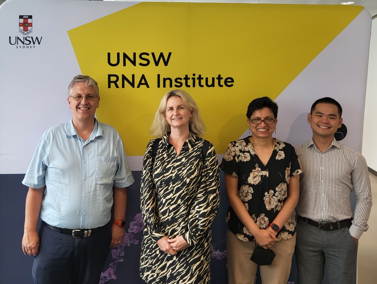 We at the @UNSWRNA were delighted to host Branwen Morgan, Nick Hong Seng Lee & Sarigama Rajesh from @CSIRO We had very fruitful discussions about how we and other RNA R&D groups (incl @TIA_Aust ) can work together to advance RNA therapeutics. #mRNA #ozchem #RNA