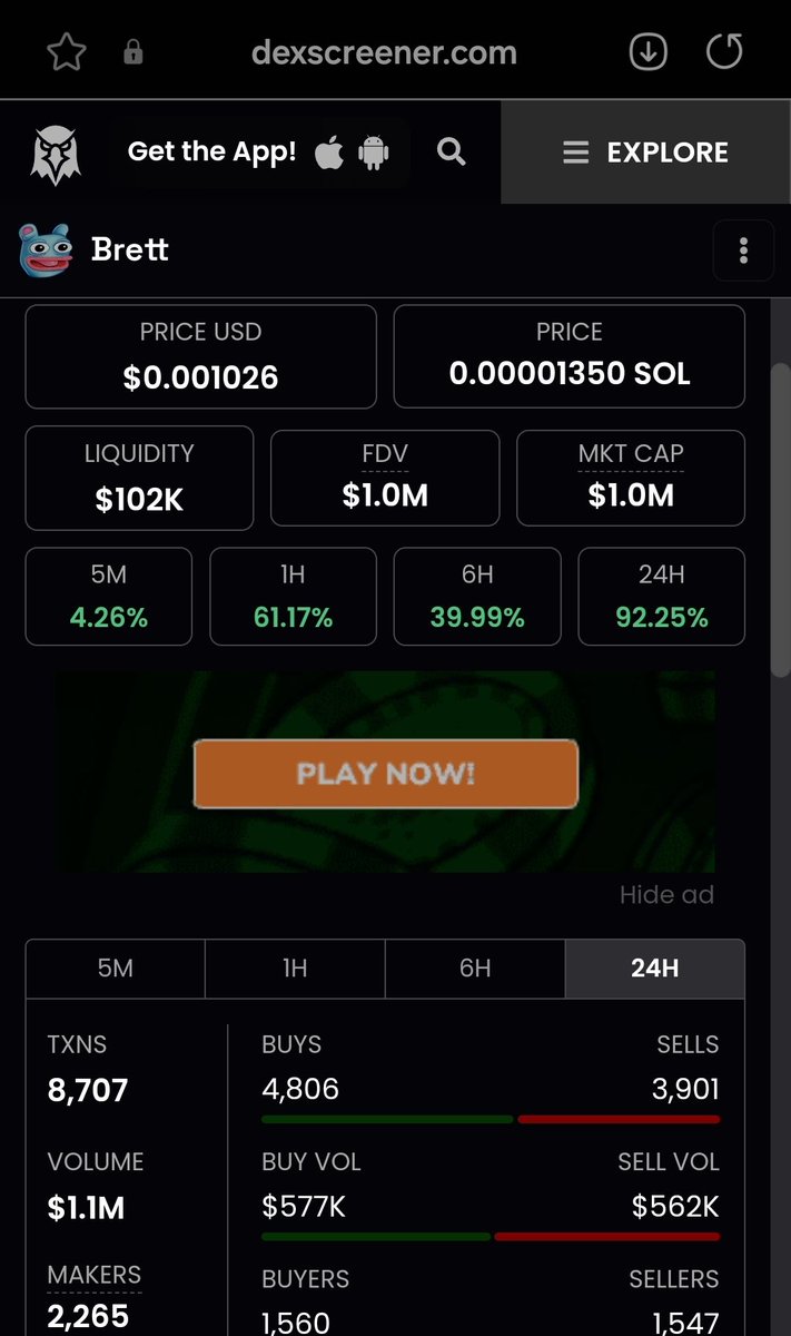 We're on the verge of reaching our all-time high with the recent CG listing, accompanied by an impressive 1.1 million in volume. As we eagerly anticipate the CMC listing, now is the perfect time to fill your bag and maximize this promising opportunity
Don't miss out #Brett $Brett