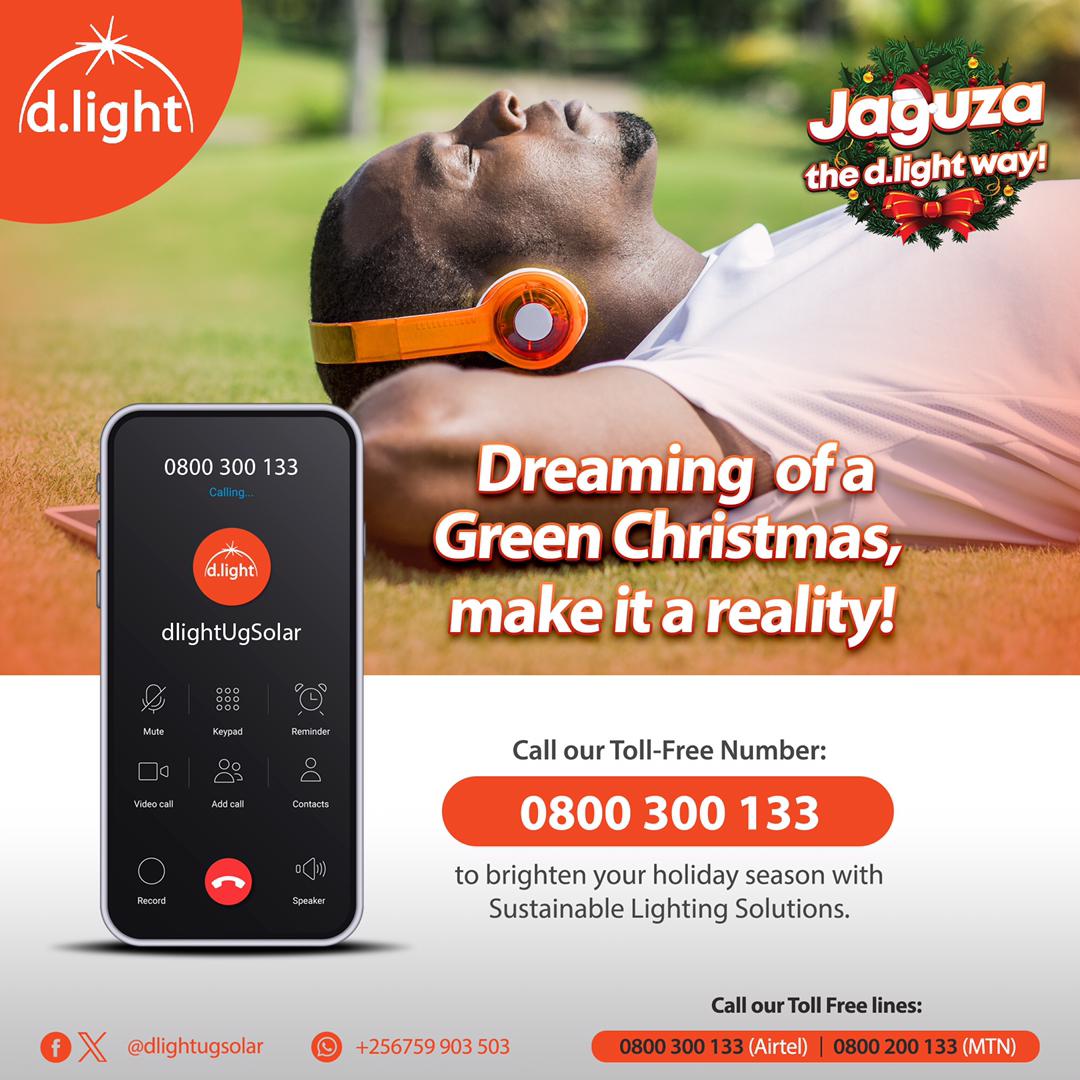 Are you dreaming of a Green Christmas, make it a reality! Simply call our toll free line: 0800 200 133 to brighten your season with sustainable lighting solution Buy any product from us and stand a chance to win prizes Follow us via twitter.com/DlightUgSolar #jaguzathedlightway