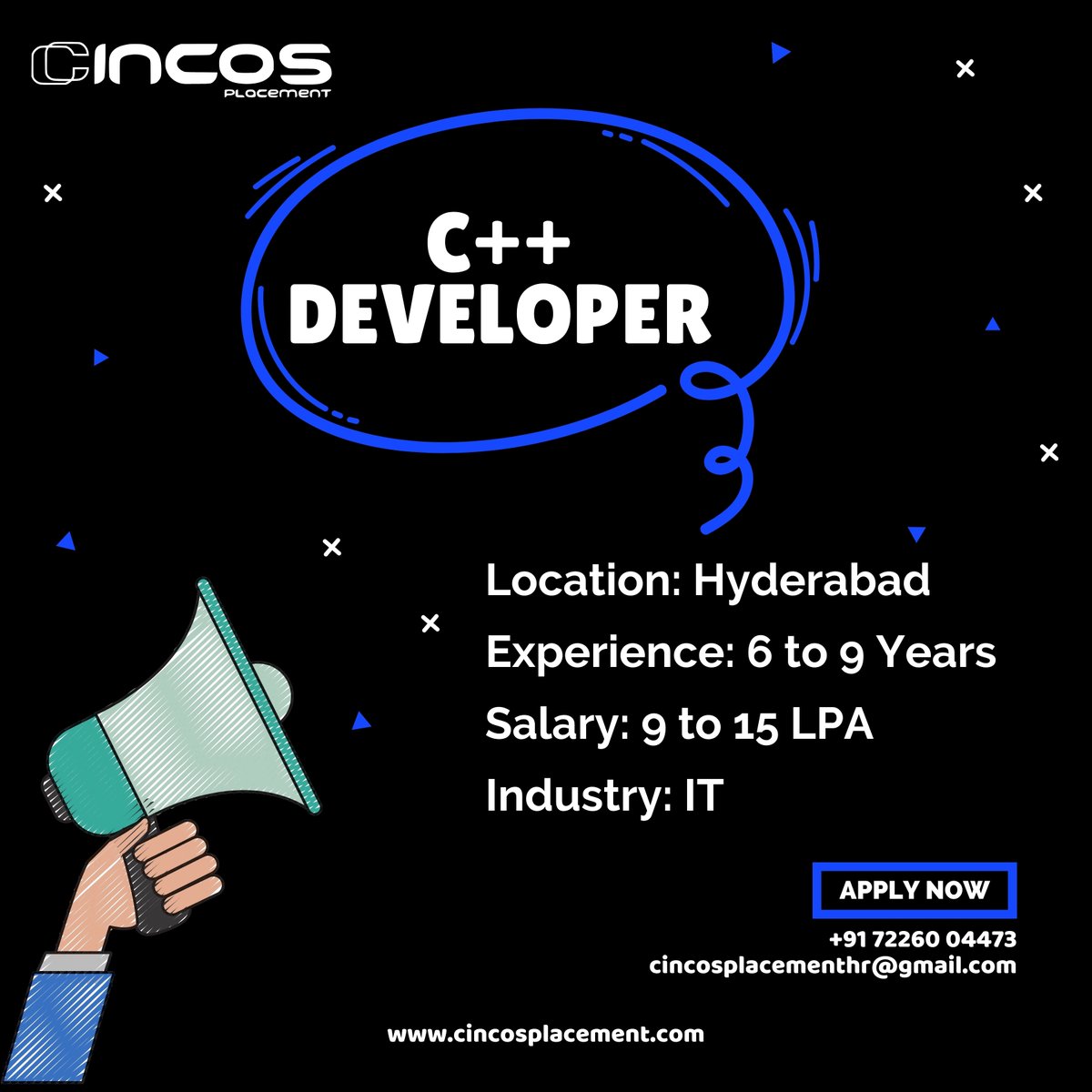 cincosplacement's tweet image. Unlock your potential as a C++ Developer! Join us with the Best Recruitment Consultancy in Hyderabad.
Contact Us
Phone : +91 7226004473
#CplusplusDeveloper #HyderabadJobs #CodeCrafters #BestJobPlacementInHyderabad
#PlacementConsultantInHyderabad #JobSkills