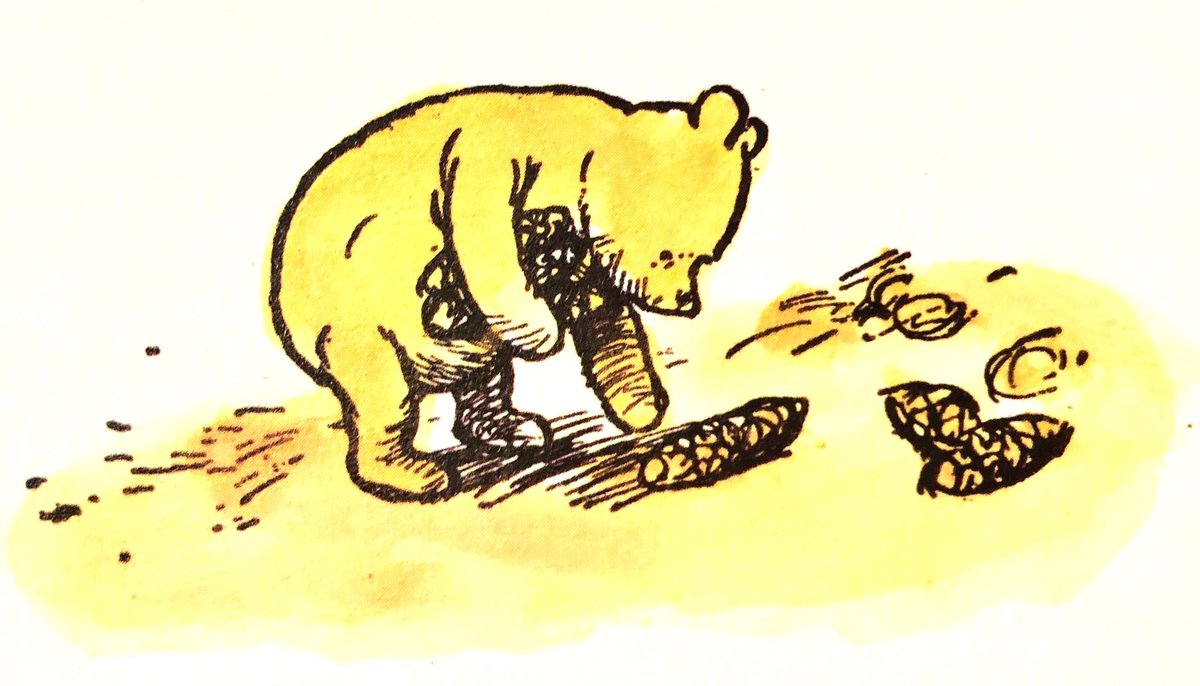 Pooh was trying to make up a piece of poetry about fir-cones because there they were, lying about on each side of him, and he felt singy. So he picked a fir-cone up and said to himself, “This is a very good fir-cone and something ought to rhyme to it.”~A.A.Milne #ChristmasSongs