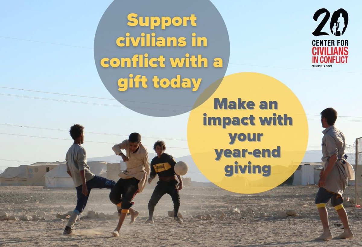 Join us today in creating a better world for civilians in conflict all over the world. Your year-end gift will help us continue to advocate for, innovate with, and protect civilians in need. Donate now: civiliansinconflict.org/give