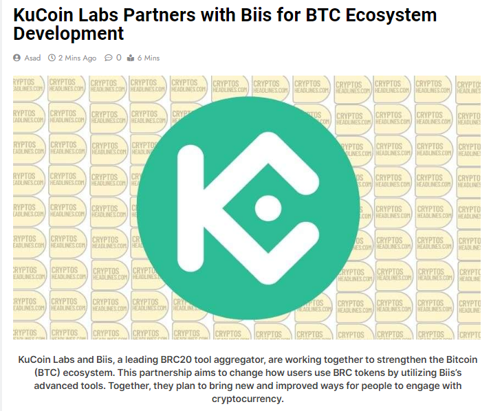KuCoin Labs Partners with Biis for BTC Ecosystem Development.

cryptosheadlines.com/kucoin-labs-pa…

#KuCoin #BIIS #KuCoinToken #ecosystem #Bitcoin #Altcoin #CryptocurrencyNews #NFT #Web3 #Blockchain #CryptoMarket