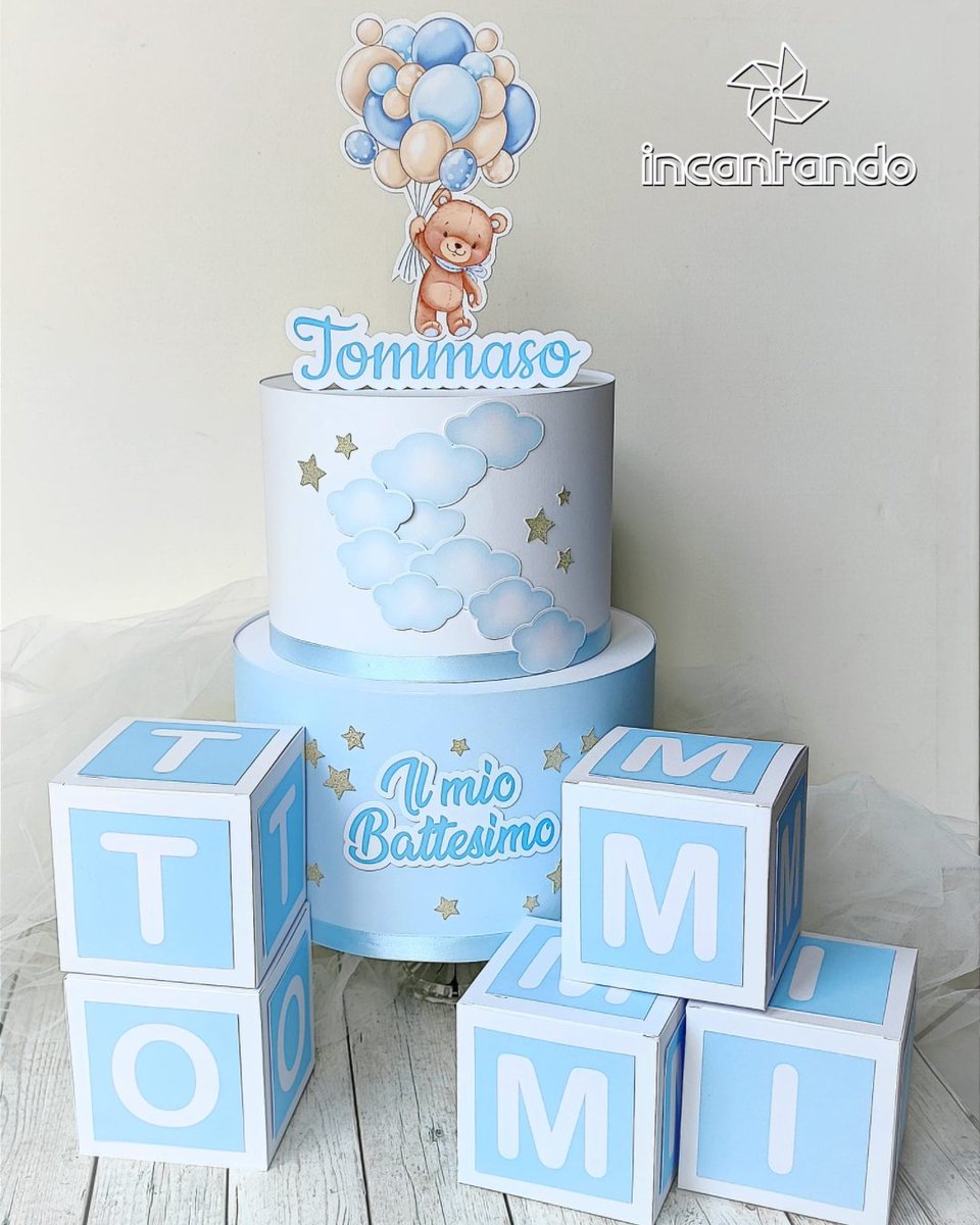 ⭐Benvenuto Giuseppe!!! ⭐Torta scenografica in cartoncino tema orsetto