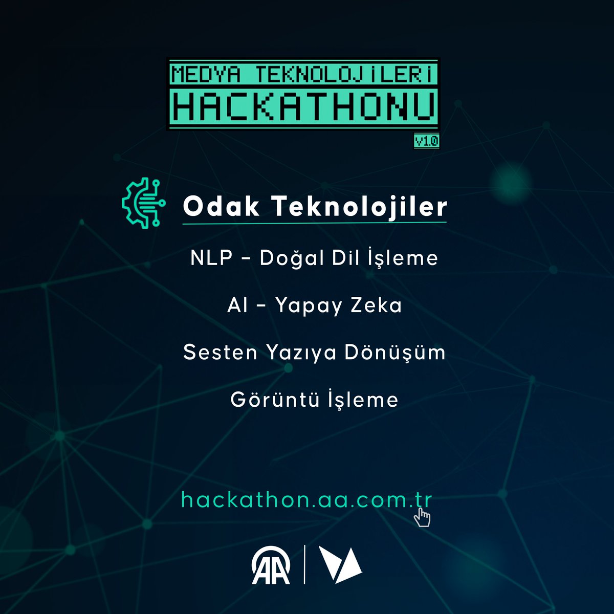 🚀 Medya Teknolojileri Hackathonu Odak Teknolojileri karşınızda! 

🌐  Geleceğin medya teknolojilerini keşfetmek ve en yeni teknolojileri kullanarak çözümler üretmek için;
Takımını Topla, Fikrini Tasarla, İnovayona Katıl! 🚀🌟

Şimdi Başvur: hackathon.aa.com.tr 💻✨