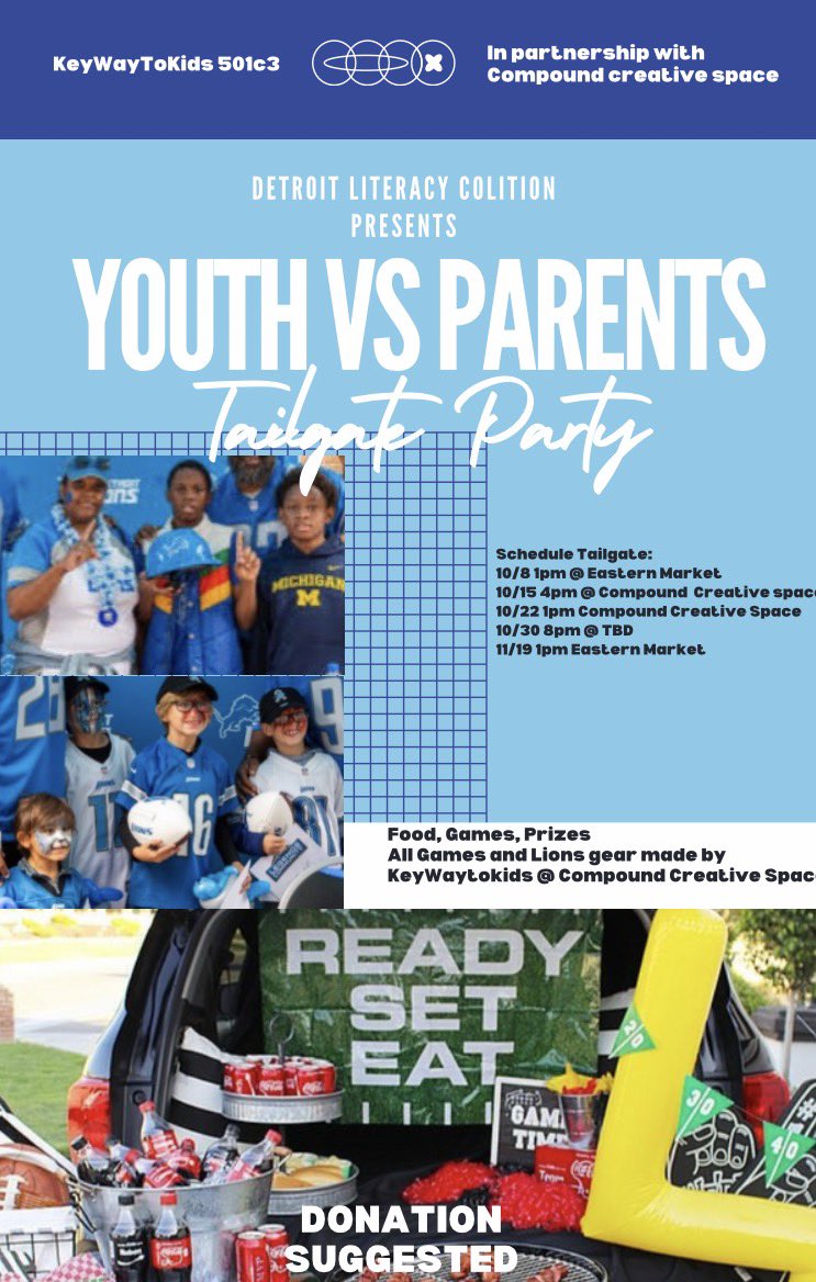 KeyWay2Kids's tweet image. Join us Dec.24th (11 to 4pm)
@TheCompoundcreativespace
The best tailgate ever
It’s a Youth Tailgate 
Children disguise learning