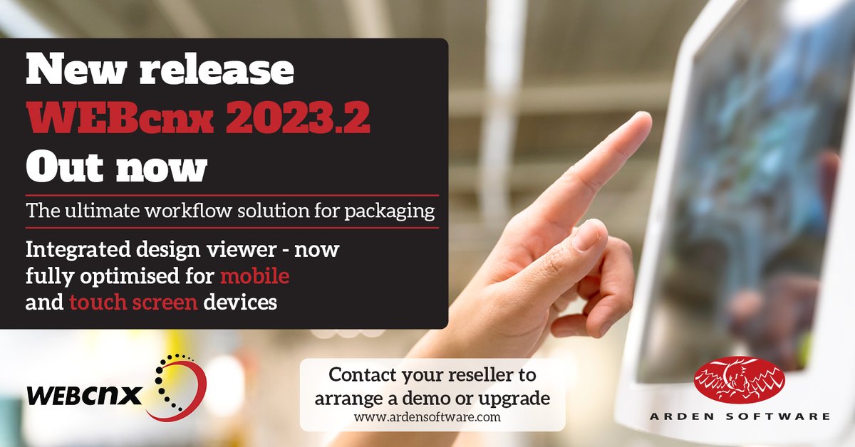 Exciting news for #packaging professionals - the latest release of WEBcnx is out now.

In WEBcnx 2023.2, the integrated design viewer is fully optimised for mobile and touch screen devices.

Discover more: ardensoftware.com/latest-webcnx-…

#WEBcnx #PackagingSolutions #PackagingSoftware