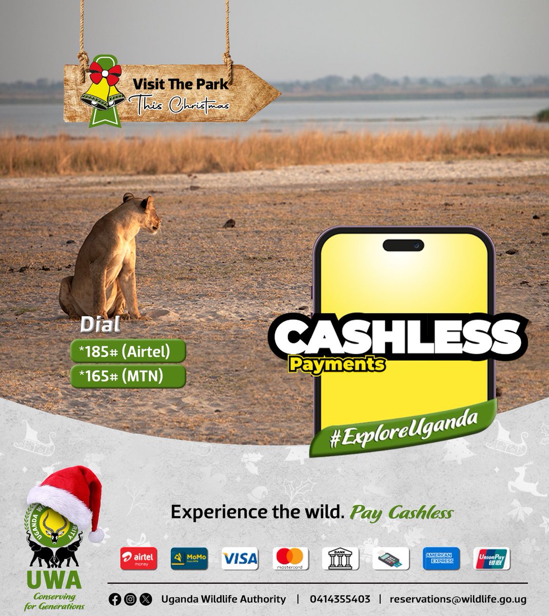 Explore the wilderness hassle-free this festive season with the convenient payment option for park fees provided by the @ugwildlife. #WildlifeAdventure #FestiveExploration #ExploreUganda