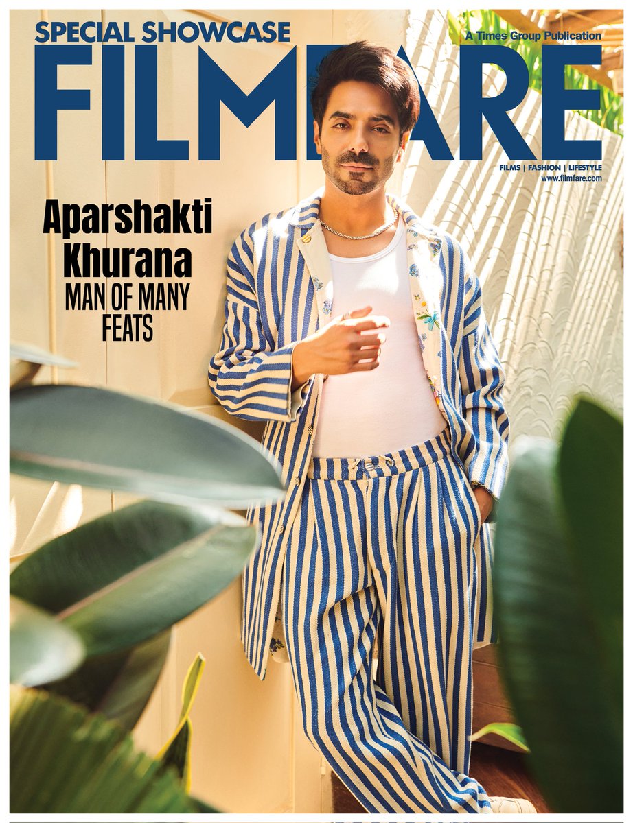 filmfare's tweet photo. From supporting roles in blockbusters to carving his path as a lead, #AparshaktiKhurana's evolution in 2023 is a testament to his multifaceted talent. Stepping into the spotlight as #MadanKumar in #Jubilee, directed by #VikramadityaMotwane, marked a defining moment in his career. Beyond the silver screen, his musical journey soared with #KudiyeNi, a viral sensation on Instagram, followed by the emotionally resonant #TeraNaamSunke,' garnering 1.8 million views in just two weeks. The influential presence of our December 2023 Digital cover star in both film and music spheres has rendered this year a remarkable, transformative period for this versatile artiste, marking an immensely successful journey. ❤️⭐️
Photographer: Kunal Gupta
Stylist: Edward Lalrempuia
Hair stylist: Team Hakim Aalim ( Irfan)
Makeup artist: Flavia Giuliodori
Art Director: Sujitha Pai
Filmfare Editorial: Anuradha Choudhary, Ashwini Pote, Nikesh Gopale, Devesh Sharma, Tanisha Bhattacharya, Tanzim Pardiwalla, Suman Sharma
On Aparkshakti:
Jacket and Pants: Péro
Chain: Drip Project
Shoes: Knickgasm