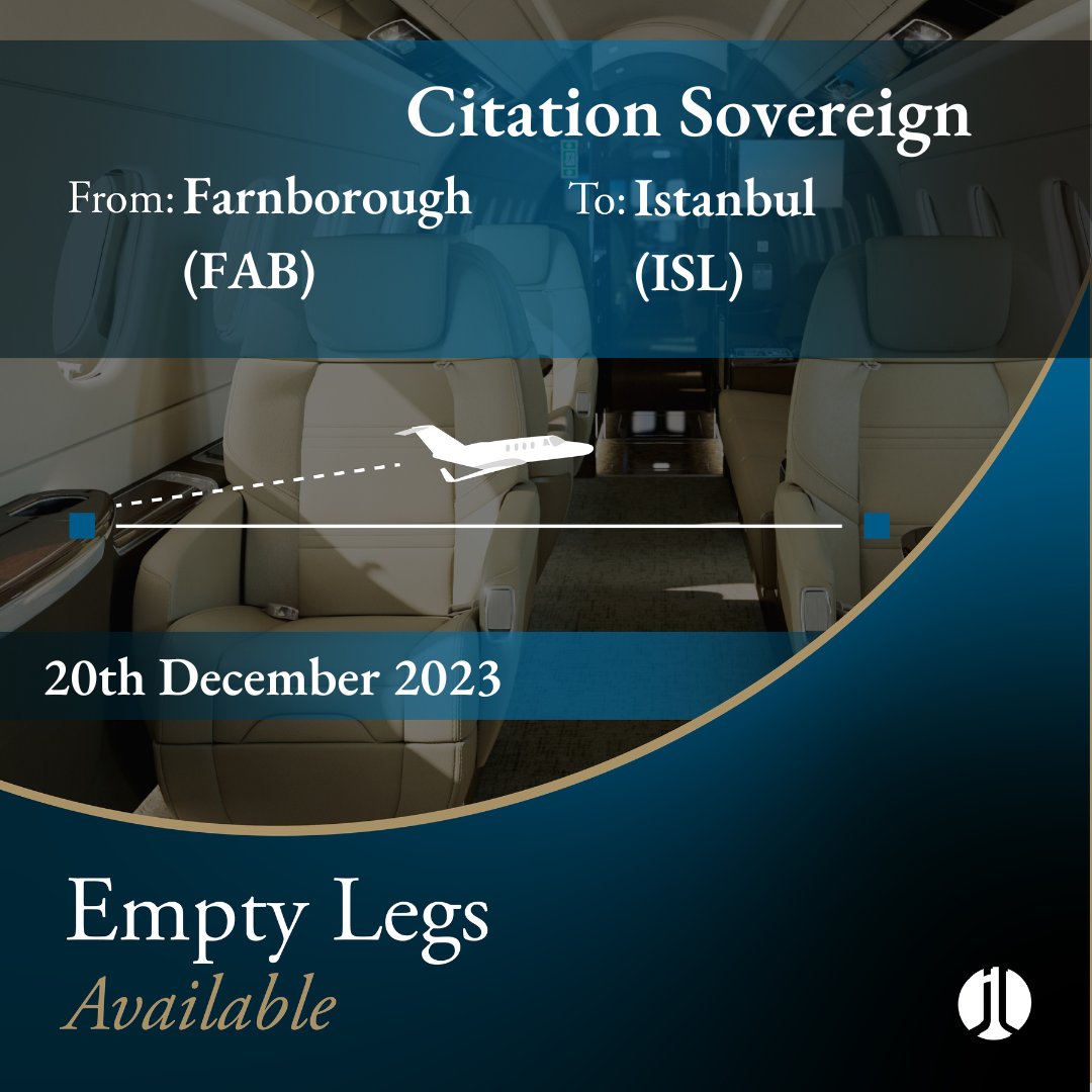 jetlogic's tweet image. EMPTY LEG ALERT. #Farnborough &amp;gt;&amp;gt;&amp;gt; #Istanbul. 20th December 2023. 9 pax. 

Contact @jetlogic to discuss your charter requirements. 

&amp;gt; +44 131 478 0802
&amp;gt; jlcharter@jetlogic.com

#FlyJetlogic #EmptyLeg #PrivateJet