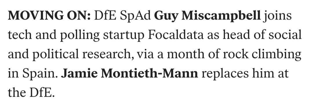 The word is out - excited to be joining @focaldataHQ early next year to lead their Political and Social Research offer, and to be reuniting with @JamesKanag Forever grateful to @GillianKeegan for taking me on and sad to be departing @educationgovuk - but onwards and upwards!