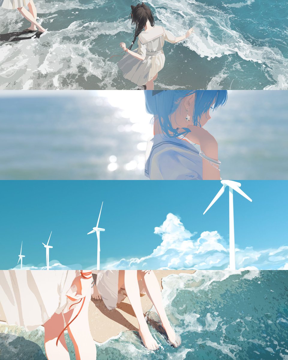 她说她做了一个梦
关于性和爱
梦里我们来到海边
风车转了五又八分之三圈的时候她脱下鞋漫不经心地踩着水

黏滑海水润舔着脚背
她笑着说这触感很像我的舌头
"细沙和你的身子一样软"
于是在遮阳伞下我们疯狂地接吻,爱抚
用身体为对方涂抹防晒霜

后来除了梦以外的地方,我再也没有见过她
#le #les #女同