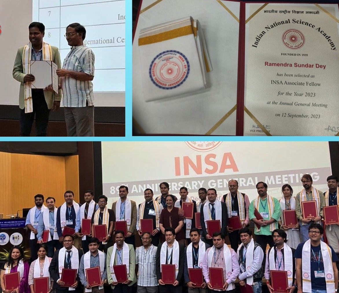 Congratulations to Dr. Ramendra Sundar Dey for being inducted as 'INSA Associate Fellow' for the year 2023 in the 89th AGM of @insa_academy @IndiaDST