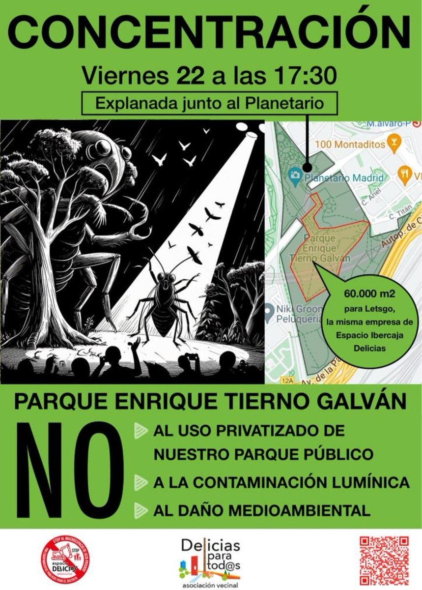 SE EMPIEZA PRIVATIZANDO
SE TERMINA TALANDO
Defiende los parques públicos contra la privatización antes de que sea tarde
<a href="/jlnietobueno/">José Luis Nieto Bueno 🌻</a> <a href="/publico_es/">Público</a> <a href="/El_Plural/">El Plural</a> <a href="/EeAmadrid/">Ecologistas Madrid</a> <a href="/ArbolMesa/">🌳Mesa del Arbol de Carabanchel</a> <a href="/AVVerdeImperial/">AV Pasillo Verde-Imperial 🌳🏳️‍🌈💜🍉</a> #NoALaTala <a href="/bcarabante/">Borja Carabante</a> <a href="/DeliciasTod/">Delicias Para Tod@s</a> <a href="/CiudadanoAZ1/">CiudadanoAZ</a> <a href="/ellenreina/">Elena Reina</a> <a href="/EquoMadrid/">Partido Verde Madrid</a> <a href="/giraldeo/">Antonio Giraldo</a>