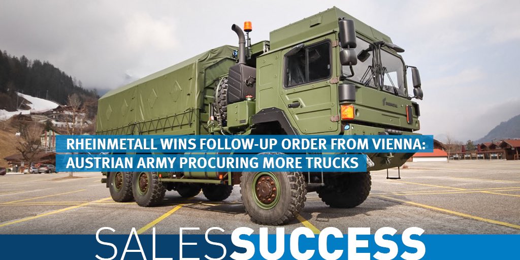 #Rheinmetall wins follow-up order from Vienna: 🇦🇹 Austrian #Army procuring more #trucks – potential additional sales of over €300 million rheinmetall.com/en/media/news-… #Military #Defence #Bundesheer