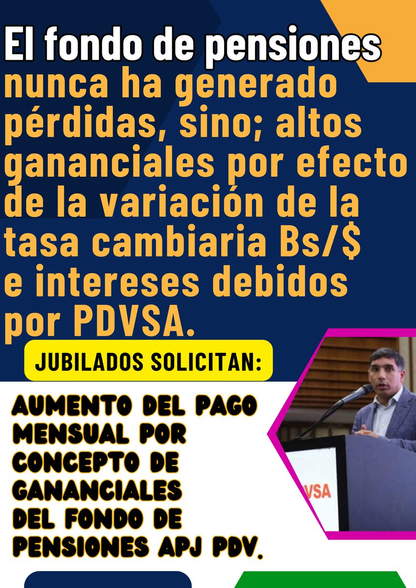 <a href="/TellecheaRuiz/">Rafael Tellechea</a> Ing. <a href="/TellecheaRuiz/">Rafael Tellechea</a>

✅Los jubilados <a href="/PDVSA/">PDVSA</a> continuamos a la espera que usted AUTORICE el INCREMENTO en el PAGO MENSUAL del monto correspondiente a los INTERESES de nuestro fondo de pensiones APJ PDV.

🔜 HONRE su COMPROMISO con sus JUBILADOS ‼️

#19Dic #PDVSA #FDP #DDHH