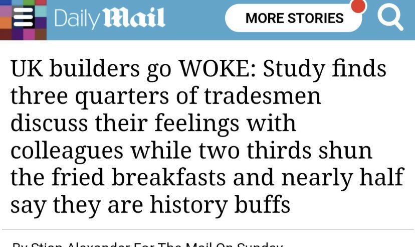 Men talking to each other about their feelings you ghoulish fucks isn’t *woke* (whatever that is?) - it’s a brilliant thing that’ll mean less suicides &amp; less misery for more families. And they’re allowed to read things too, other than shit newspapers. So please do fuck off.