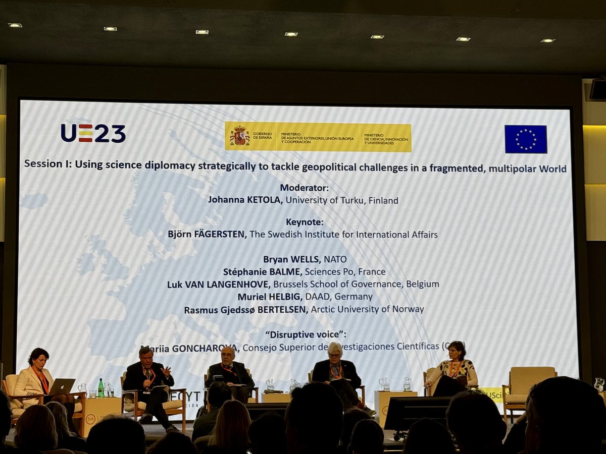 There is no #ScienceDiplomacy without strong #scientific base, including social sciences says Björn Fägersten @ The Swedish Institute for International Affairs #EUSciDipMadrid @GESDAglobal 🔗 radar.gesda.global