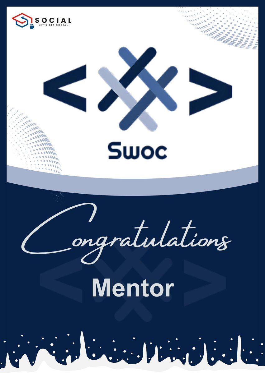 Subroto0108's tweet image. Hey folks, 
Got selected as Mentor and Project Admin for Social Winter of Code 4.0
Looking forward to the program and excited for it 🙌🏻✨.
#SWOC #SocialWinterOfCode #opensource