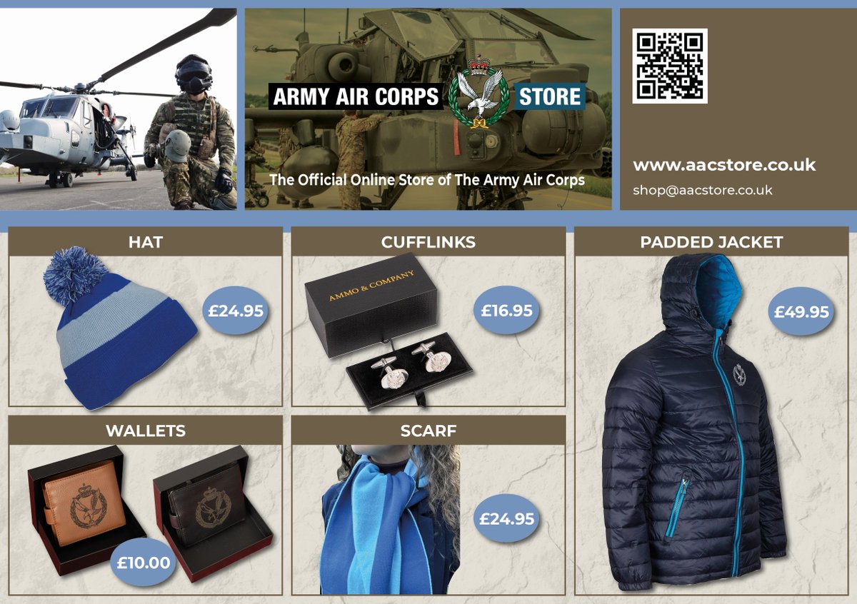 Interested in AAC merchandise? The aacstore.co.uk is the official online store of the Army Air Corps and has a variety of clothing and accessories available.