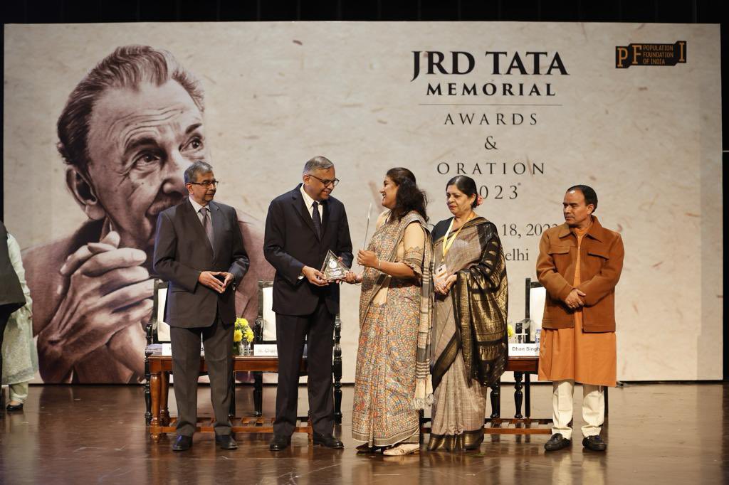 Under the visionary leadership of Hon CM Shri Yogi Adityanath ji a proud moment as DM Auraiya to receive the 7th JRD Tata Memorial Award for best performing district Being an ex TCS employee all the more wonderful to receive it from Shri N Chandrasekaran himself !!