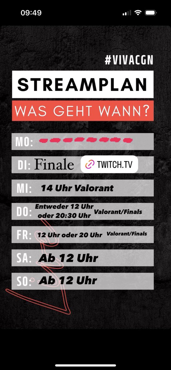 Die Woche wird wieder gegrindet 🎉🎉
Heute steht erstmal das Finale vom Mandatory Cup auf dem Plan ❤️
Da werden wir mal kurz drüber fahren 😏
Wo gucken? Hier : twitch.tv/cgnesports

#VIVACGN