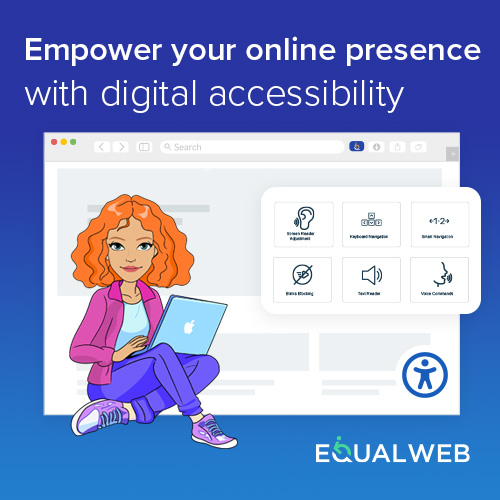 EqualWebDotCom's tweet image. Did you know that web accessibility features enhance your online presence?

Web accessibility not only opens your content to new users with disabilities (1 of 4 Americans, according to the CDC) but can also improve SEO results.

Want to learn more?
hubs.ly/Q02dm4zD0