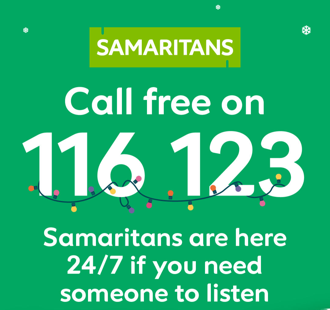 The period before Christmas can be stressful and overwhelming. It can also be one of the loneliest times of the year for some people. 🎄

If you need someone to talk to @samaritans are available 24 hours a day, 365 days a year.📱

#HealthyLibsNfk #Samaritans