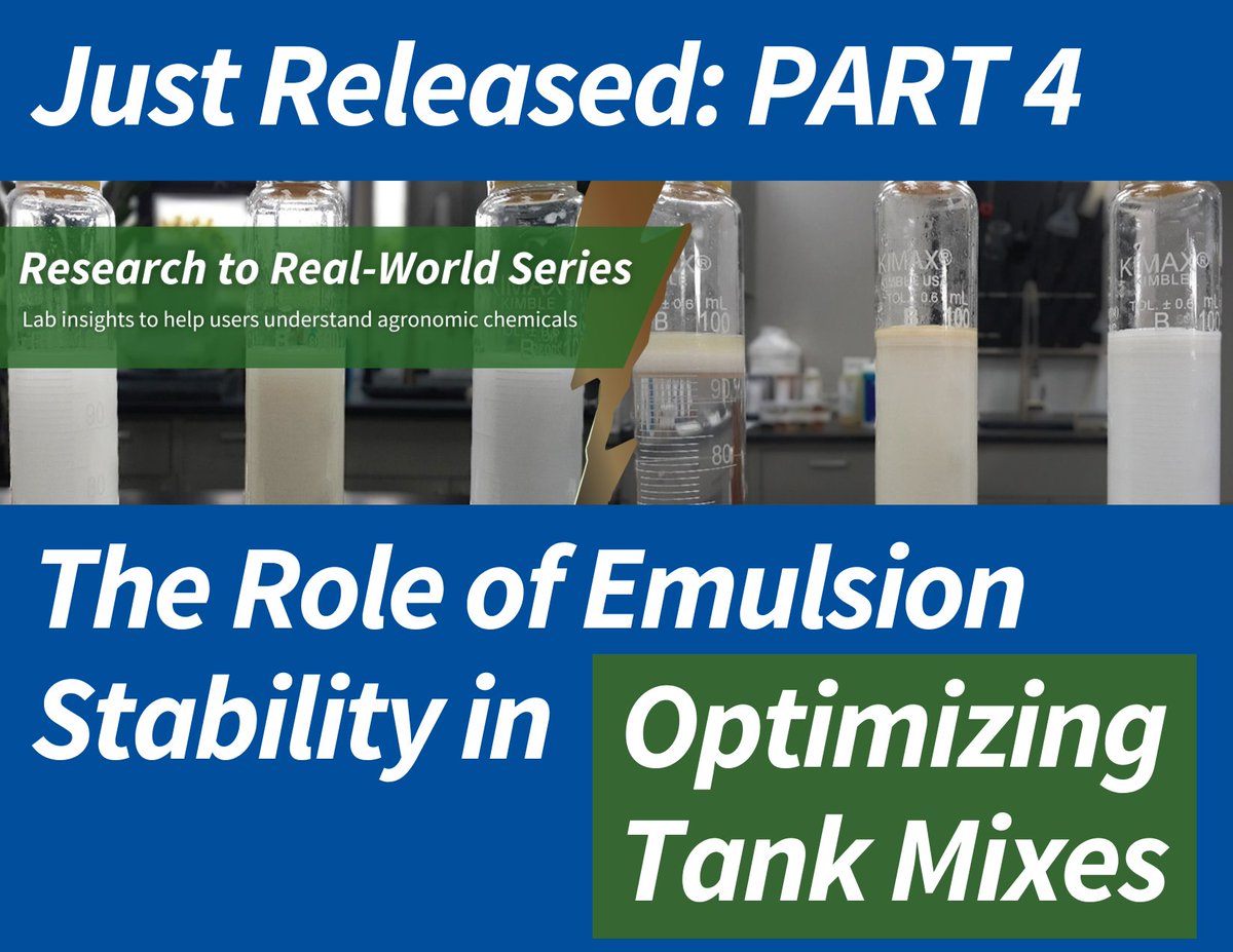 Step into the lab with Chemist, Chris in this Research to Real-World series release. Chris walks through an emulsion stability test, revealing the importance of emulsion stability in choosing tank mix ingredients: hubs.la/Q02d61lY0 #labinsights #agrichemical #pesticides