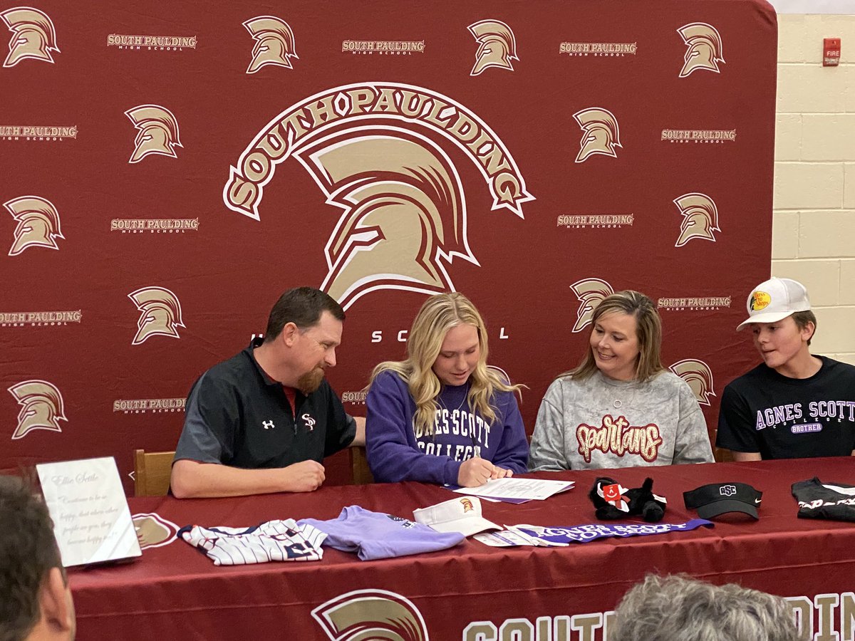 South Paulding High School would like to congratulate Izzy Carlyle-UT Chattanooga, Taylor Daniel-Kennesaw St, Allison Moore-Young Harris, and Ellie Settle-Agnes Scott on their signing day to play softball at the collegiate level. #SSOD #SouthSide #GoSpartans