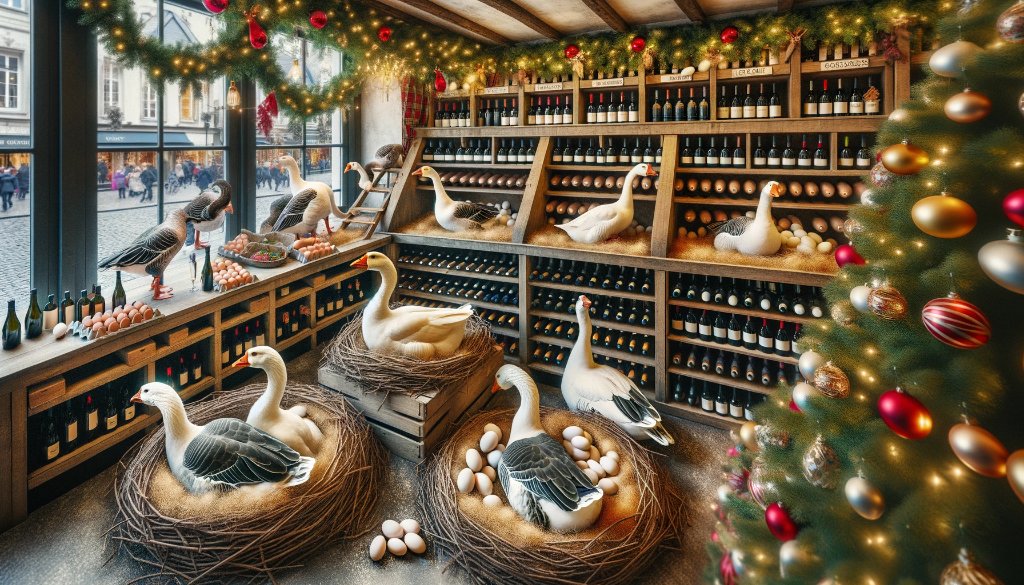 We barely got the store cleaned from the cows that came with 8 Maids Milking and the swans from 7 Swans Swimming and now it is full of geese and feathers and a new 6 Geese Laying deal! Buy this one fast - these geese are cranky. Maybe buy a gift card too - mailchi.mp/vintagewinecel…