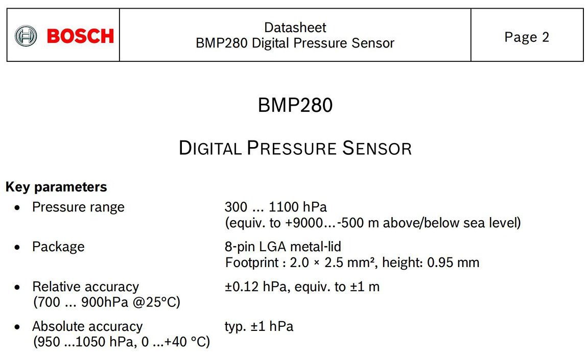 BMP280
Accuracy:
wrong ±1 Pa (air pressure)
correct ±1 hPa (air pressure)

M5Stack IMU Pro Mini Unit