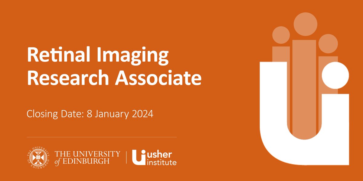 Join us! We are #hiring here at the Usher Institute. #Vacancy: Retinal Imaging Research Associate Closing date: 8 Jan 2024 Further details: buff.ly/3Ccfeuh