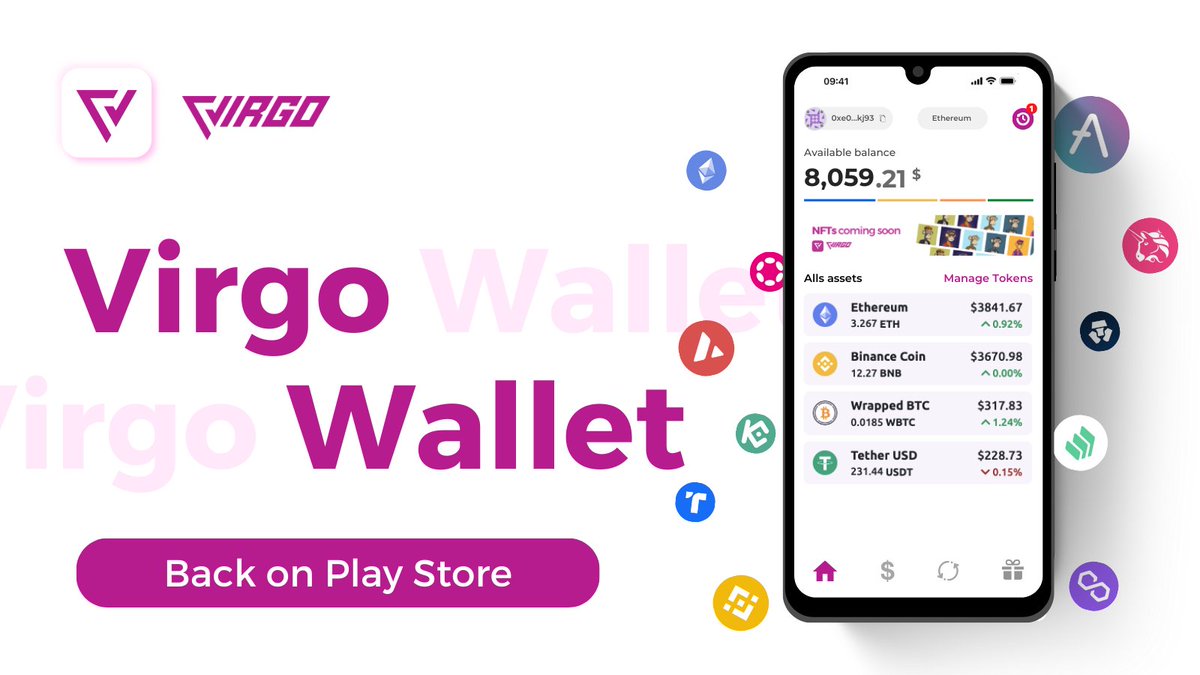 Finally! #VirgoWallet is back on the #Google Play Store! 🤩

#Airdrops will resume on Thursday, so it's time to install the wallet and be the first to participate... 🎁

Get the Virgo Wallet App now ⬇️ 
play.google.com/store/apps/det…