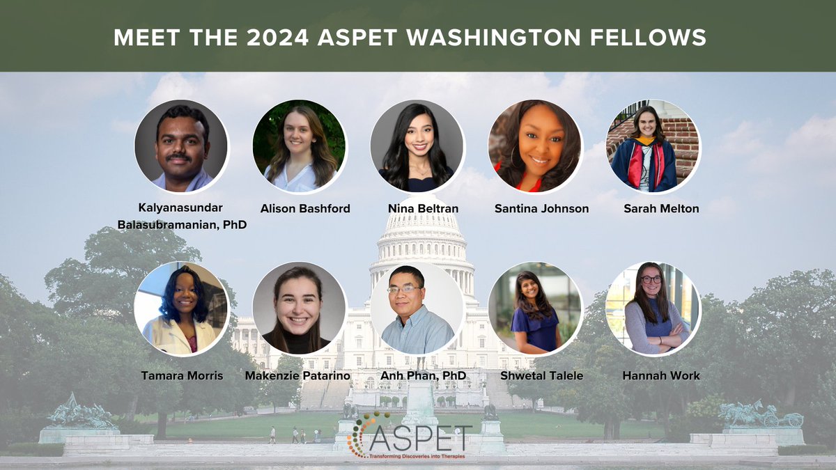 ASPET has chosen ten recipients for its 2024 Washington Fellows program. These early-career scientists will be learning about science advocacy issues and engaging with public policy experts. Meet the 2024 fellows here: bit.ly/3RPSZDh . #sciencepolicy #pharmacology