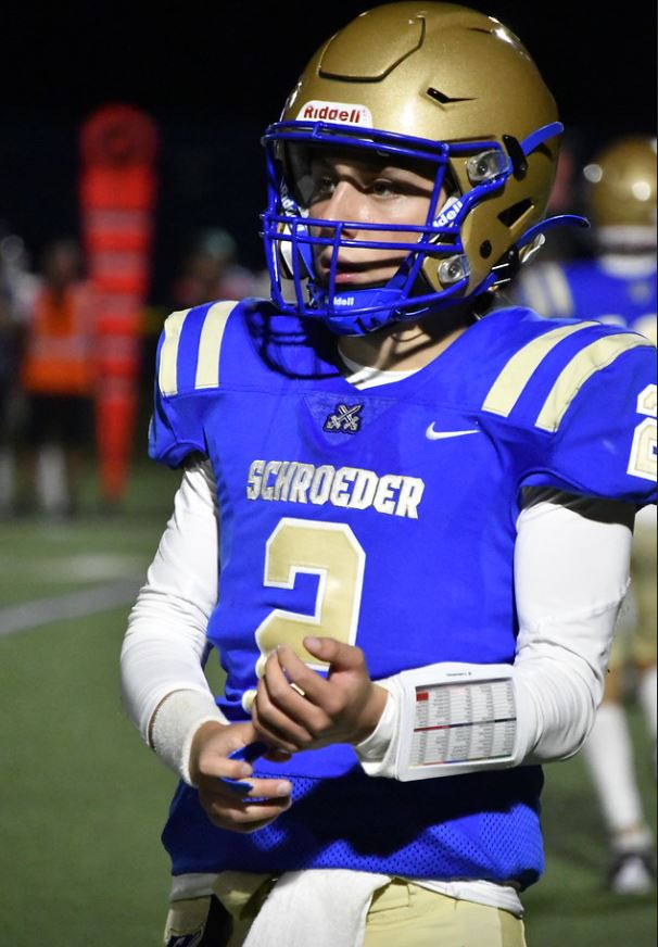 SchroederFtball's tweet photo. Congrats to our guys @DrewHilfiker @AntDeRosa10 @GavinHorton08 @Noahwittmer79 for being recognized by the 2023 All Greater Rochester Football Team. 💙💛⚔️🏈#WeAreWarr1ors https://t.co/04esLHBUPQ