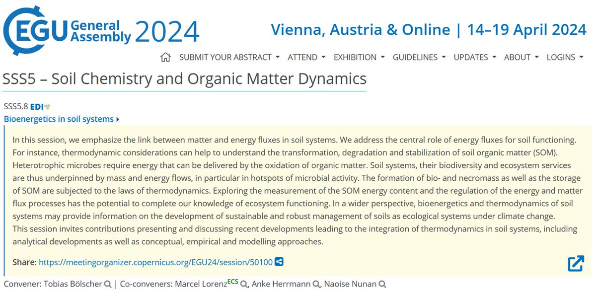 Are you working on bioenergetics of soil systems? Please consider submitting an abstract to our session at the next #EGU24.